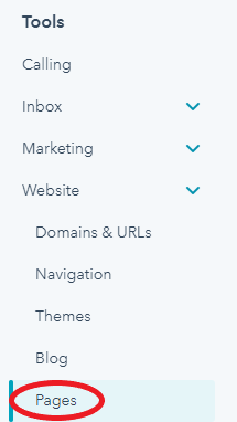 How to get to Pages in HubSpot