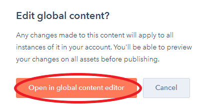 Edit global content HubSpot