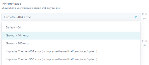 How to change error page in HubSpot